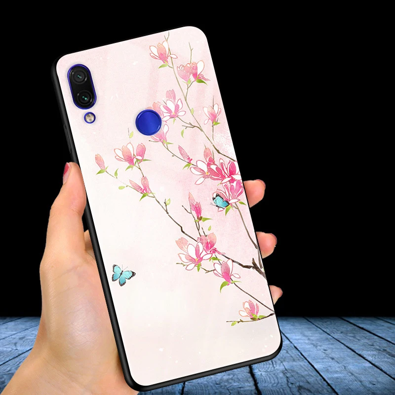Для Xiaomi Redmi Note 7 чехол Модный Жесткий PC стекло задняя крышка для Xiaomi Redmi Note 7 Pro силиконовая рамка Fundas Redmi Note7 Capa