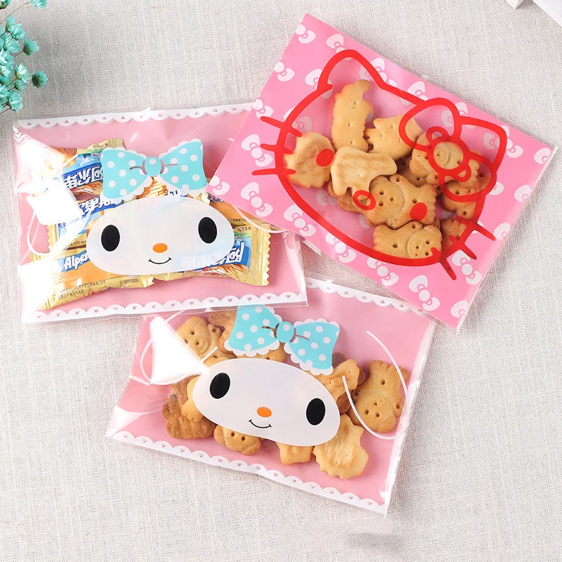 

100pcs OPP plastic bag cute cartoon design candy biscuit gift bag DIY self-adhesive bag wedding birthday party supplies