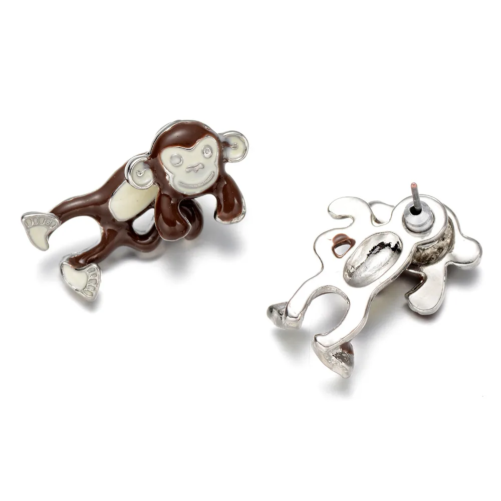 Onnea Новая мода обезьяна Серьги Симпатичные Тонкой Эмаль Обезьяна пирсинг уха