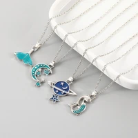 simple fashion creative cosmic ocean necklace luck tail dolphins clown cold chain necklace fair maiden temperament collarbone