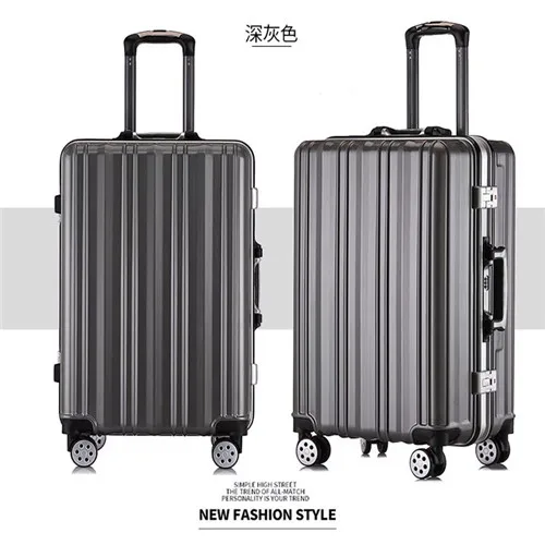 Dark gray KLQDZMS Высокое качество алюминий рамка 20/24 дюймов планшетный ПК на колёсиках spinner бренд Дорожный чемодан на колесиках - Цвет: Dark gray