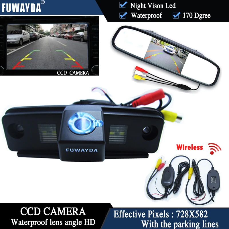 

FUWAYDA Wireless Color CCD Chip Car Rear View Camera for SUBARU Forester/Outback/Impreza Sedan+4.3 Inch rear view Mirror Monitor