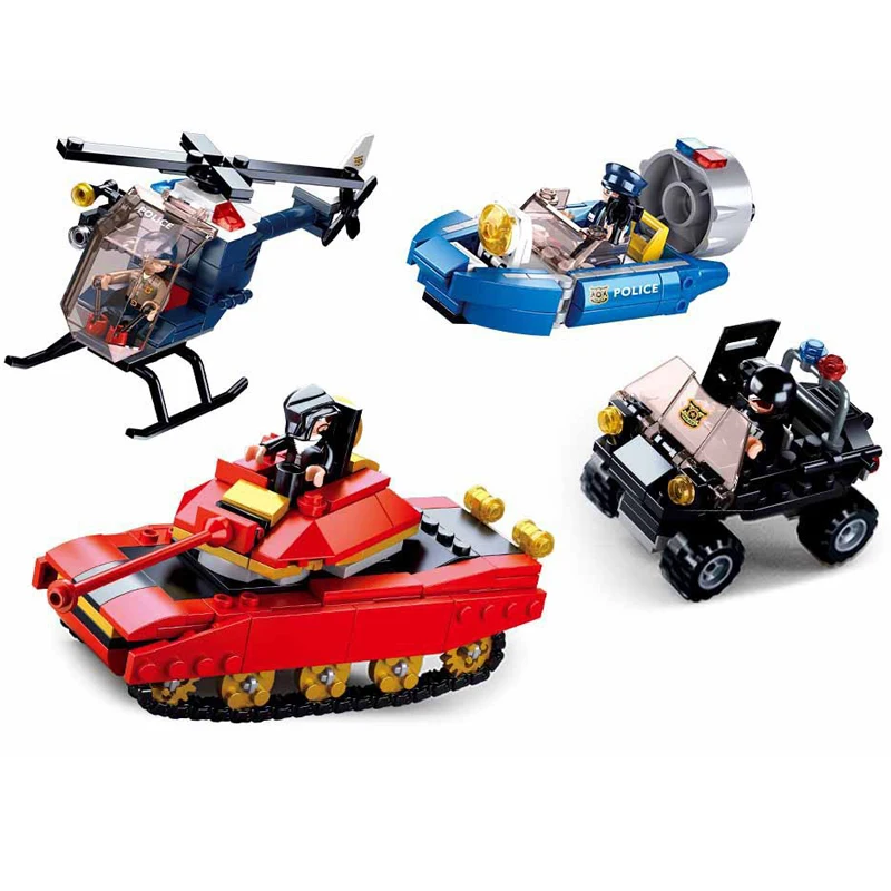4 шт./лот детские строительные блоки игрушки совместимые с LEGO city Police series вертолет