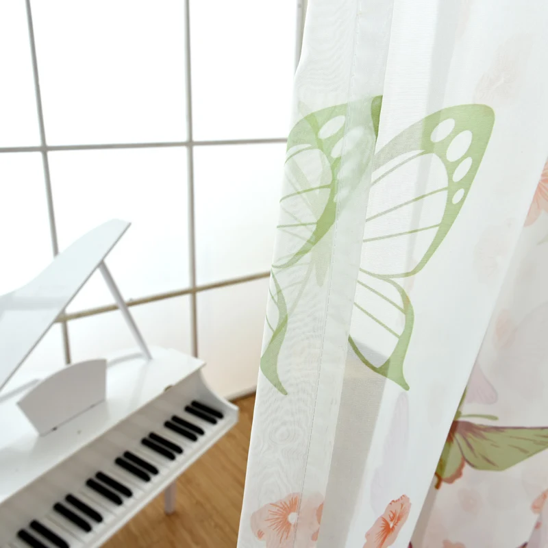 Кухня стиль вуаль отвесный белый кантри моющиеся Тюль Шторы Бабочка ткань