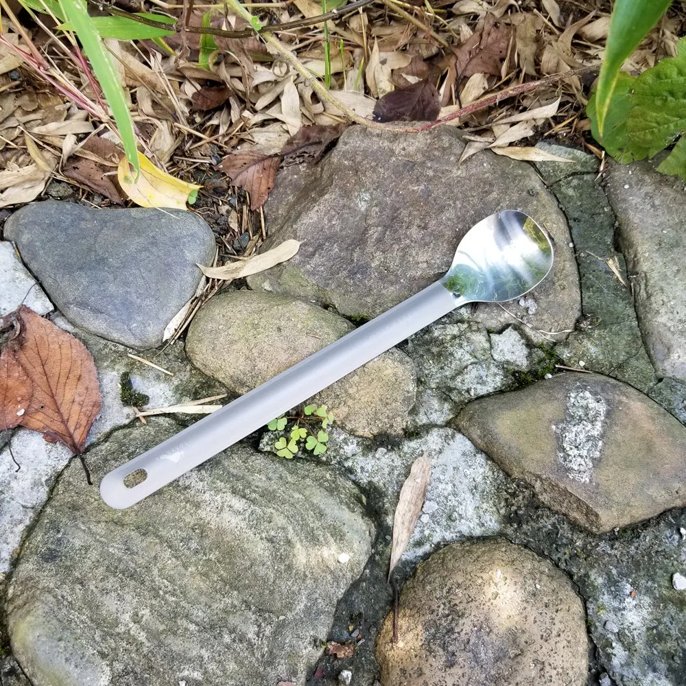 TOAKS Сверхлегкая Титановая Ложка с длинной ручкой и полированной чашей для