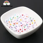 Акриловые бусины для изготовления ювелирных изделий, разные промежуточные цвета, с плоским сердцем, круглые свободные бусины, 200 шт., 7 мм