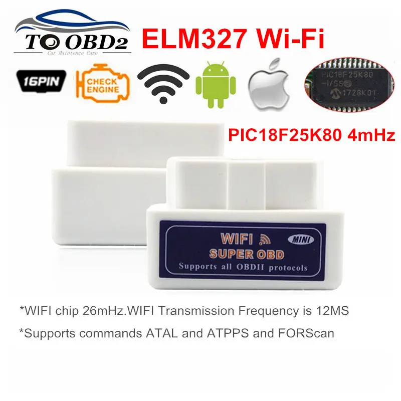 Free Shipping Car OBD 2 Mini ELM327 v1.5 Wifi OBD2 II ELM 327 wi-fi Auto Scanner Android Iphone eml327 odb scan Diagnostic Tool