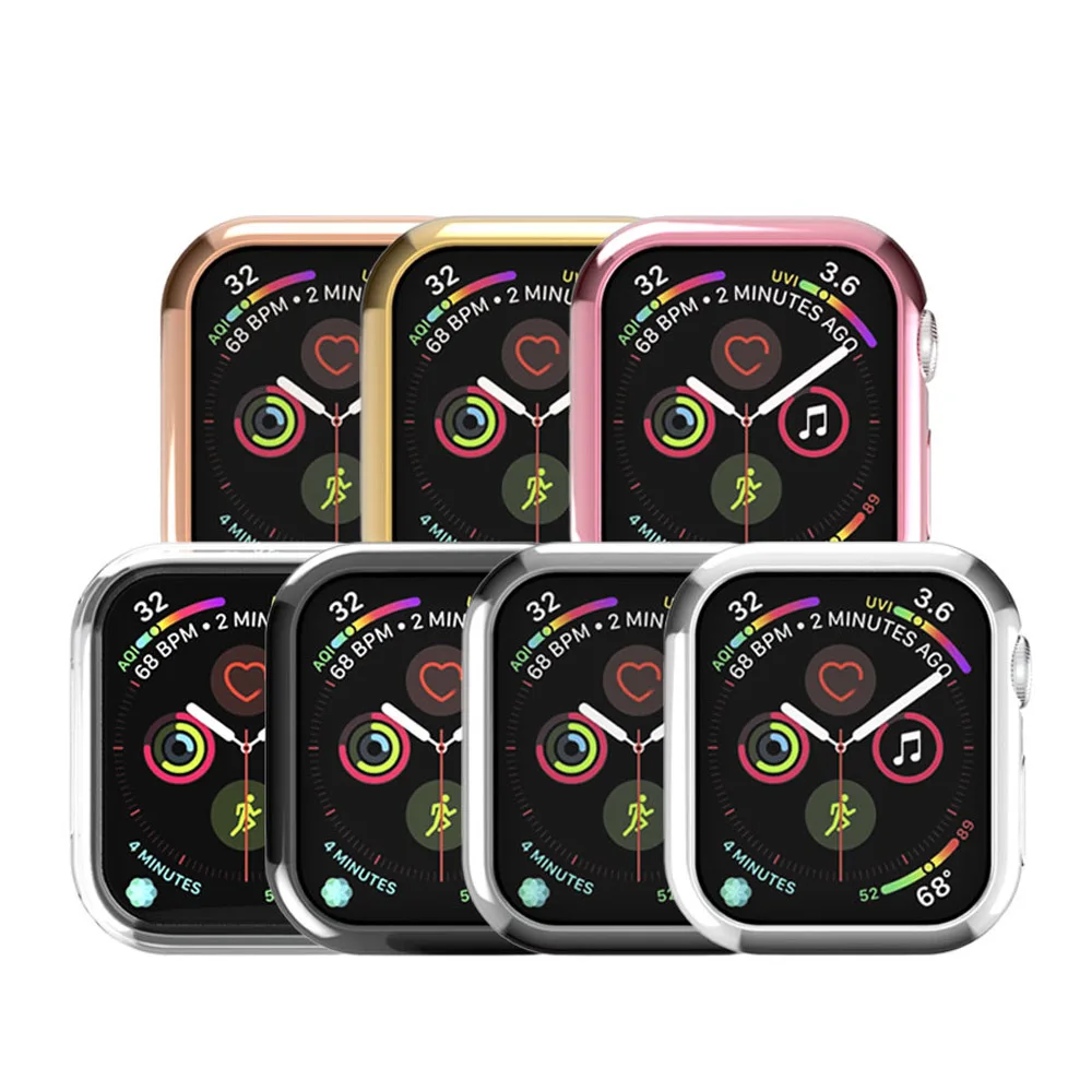 Мягкий чехол для часов из ТПУ для Apple Watch, защитный чехол-бампер, 40 мм, 44 мм, 38 мм, 42 мм, крепкий чехол для Apple Watch, аксессуары для часов