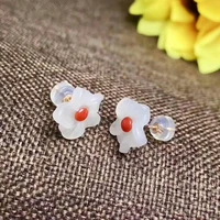 shilovem 18k rose gold natural red coral drop earrings fine jewelry wedding trendy plant gift christmas new myme11 511 5sh