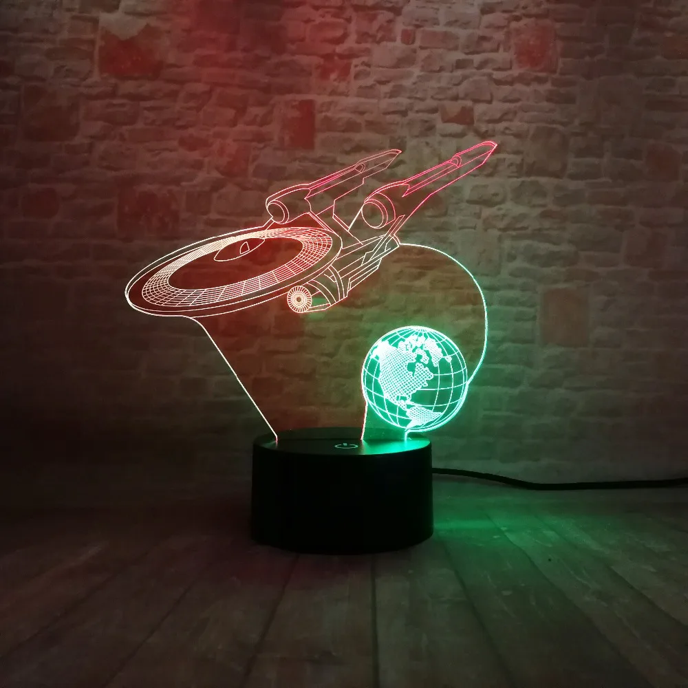 Креативные 3D видения космический корабль Космический боец земля 7 красочных