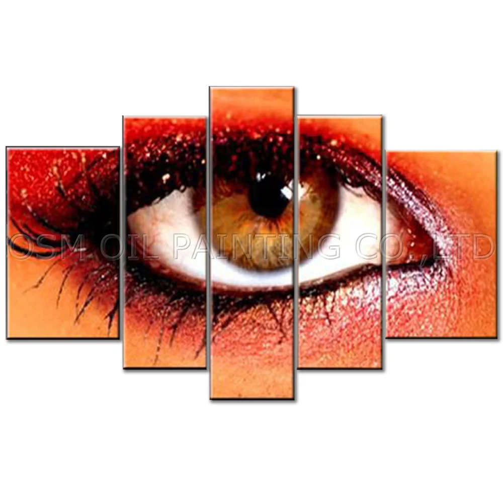 Высокое качество 5 панелей абстрактная Современная картина маслом для глаз на