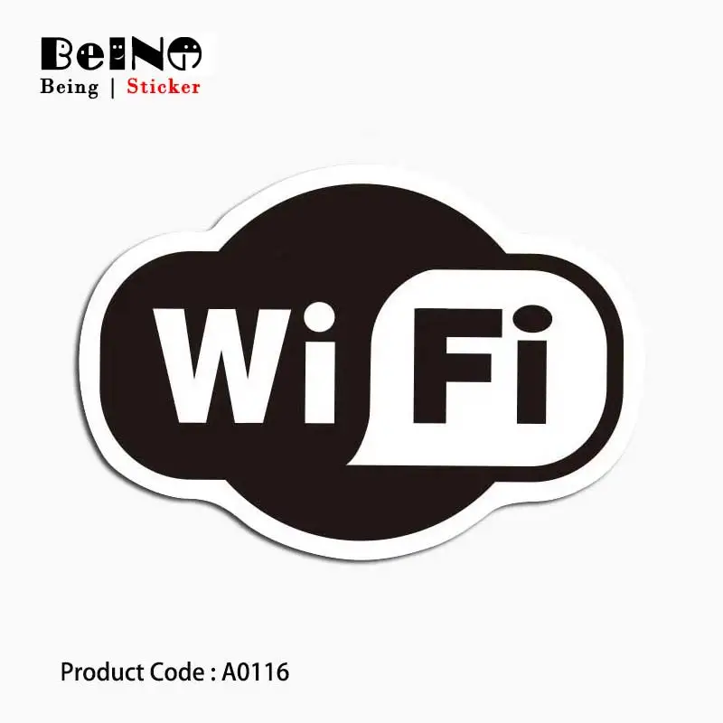 Wifi логотип наклейка знак для магазина Черный Белый Водонепроницаемый чемодан
