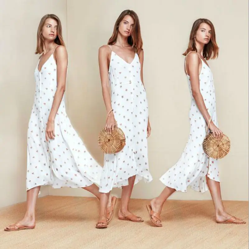 2019 Летнее белое платье Женское Vestidos до середины икры пляжное длинное винтажное