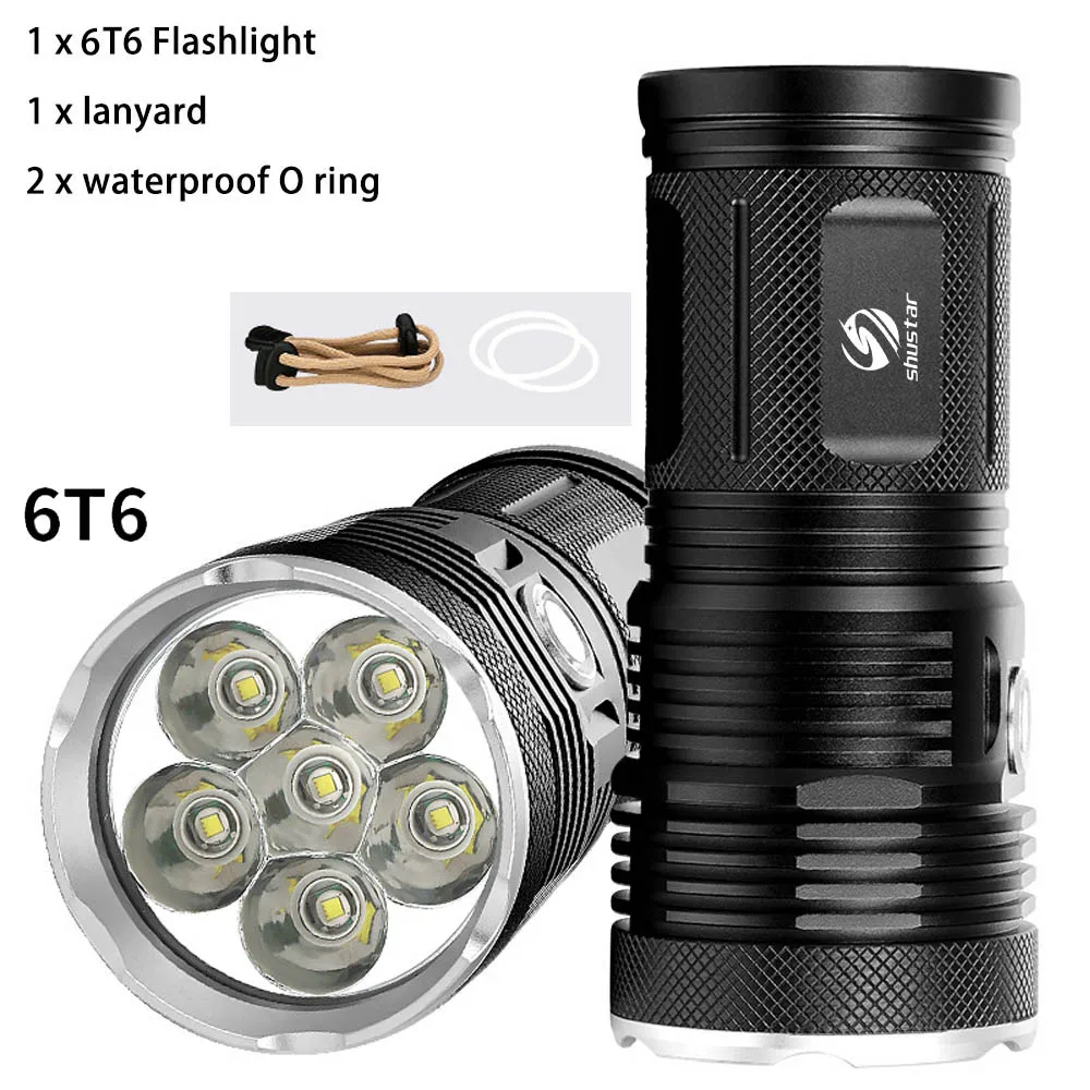 Powerful LED Flashlight with 18 x T6 LED Lamp bead waterproof searchlight Wide range Use 4 x 18650 battery of lighting - Испускаемый цвет: 6T6