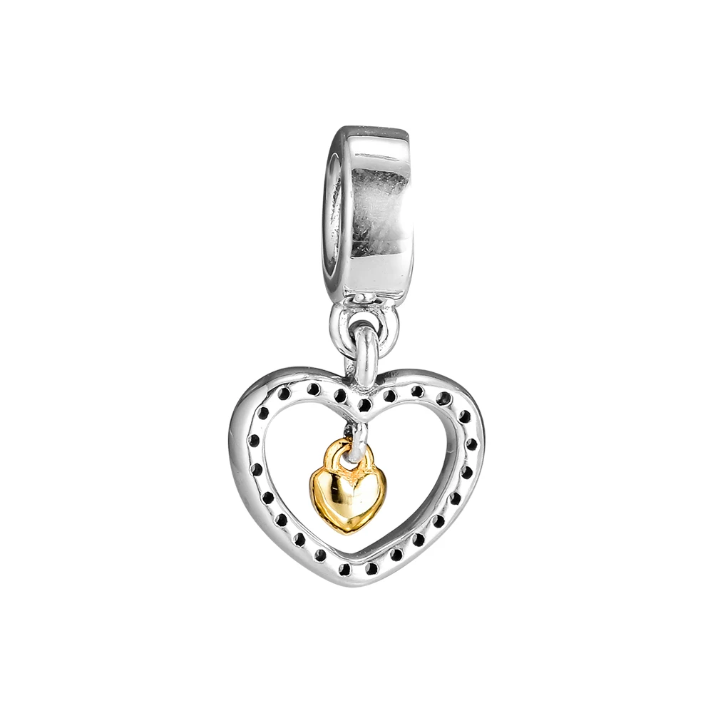 

CKK 925 Sterling Silver Jewelry Forever in My Heart Clear Valentine's day Charms Beads Fits Bracelets For Jewelry Making CKK