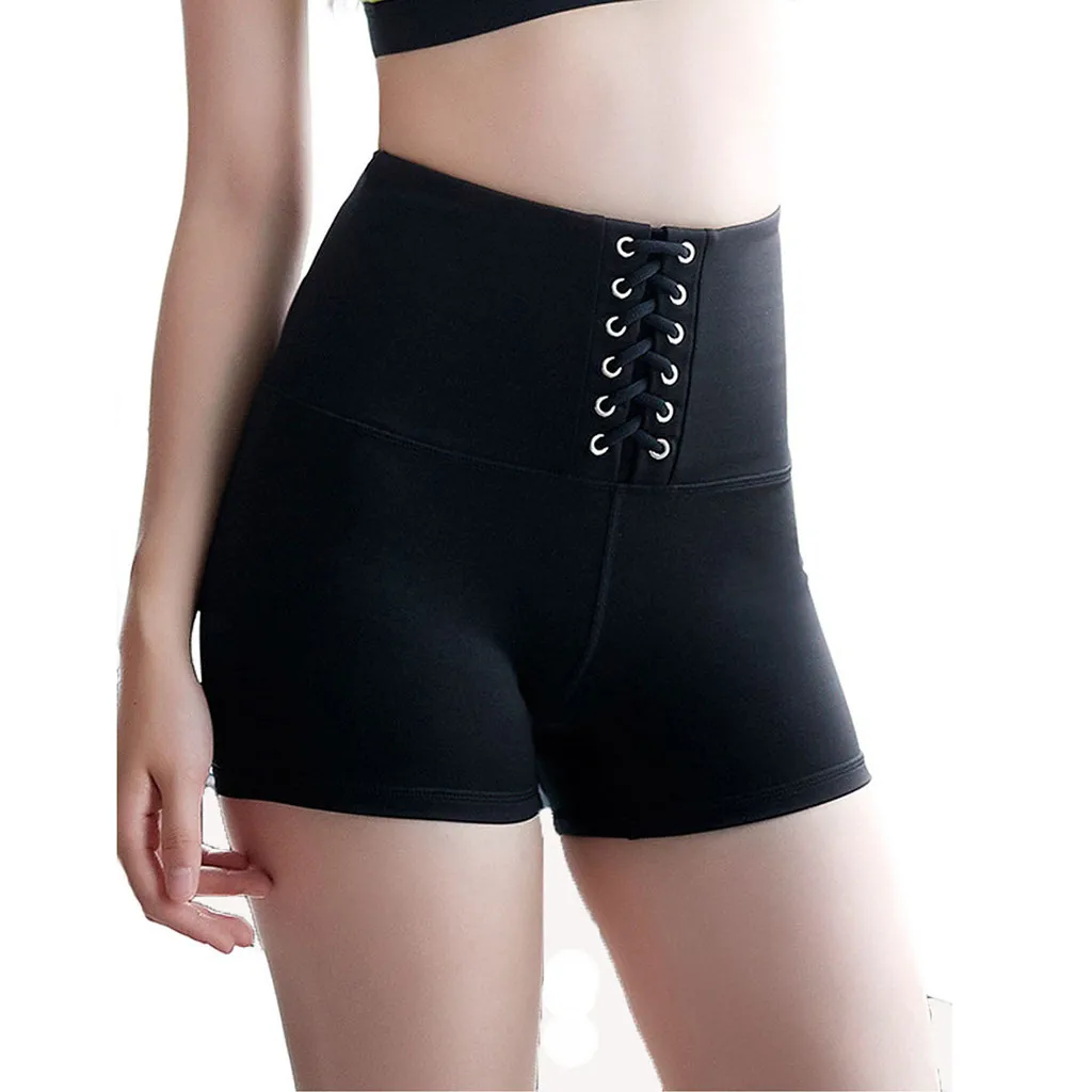 Женские шорты с высокой талией Летние однотонные брюки для йоги летние| |
