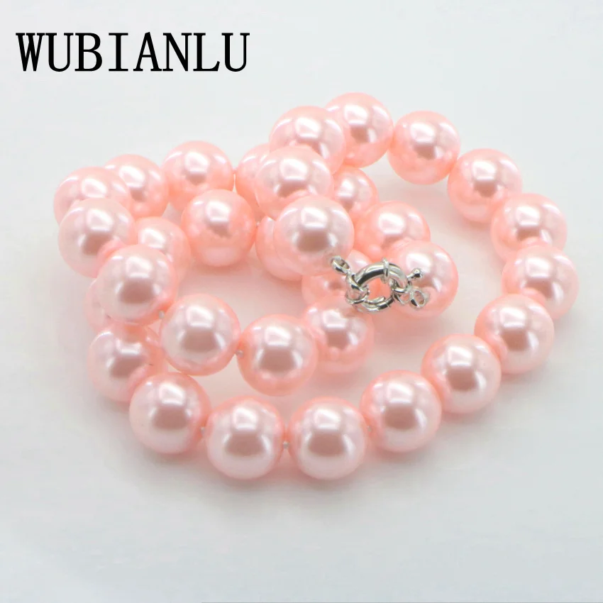 

new Fashion Style diy 14mm Pink South Sea Shell Pearl Necklace 18" JT6231