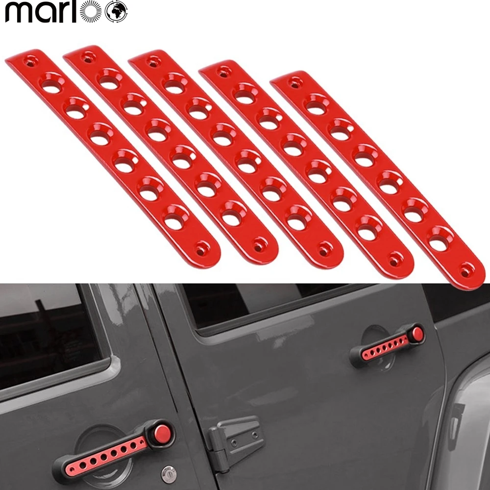 

Marloo For 07-16 Jeep Wrangler JK Unlimited 2 4 Door Front Door & Back Door Aluminum Grab Handle Cover - Wrangler Handle Cover