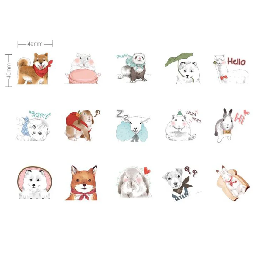 

45pcs/box Cute Pet Collection Diary Decoration Stickers DIY Planner Scarpbooking sealing Label Sticker Children Stationery