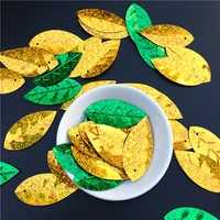 50pcspack 2045mm large leaf shape sequins with 1 hole pvc paillettes glitter stickers sewing on cloth garments accessories