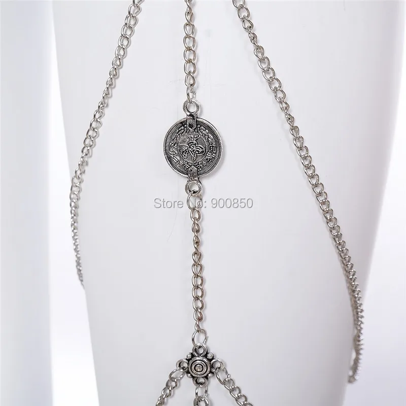 Новинка модная цепочка серебряного цвета в готическом стиле с монетами