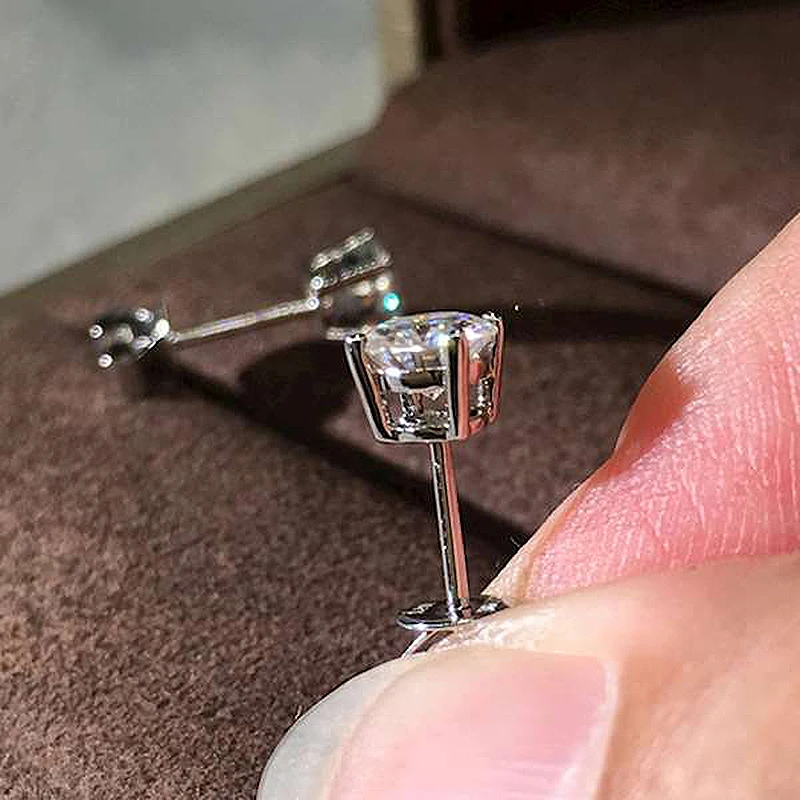 Твердые 18 К белого золота 1Ctw 6,5 мм DF цвет Moissanite свадебные серьги Сережки для женщин ювелирные изделия из чистого золота