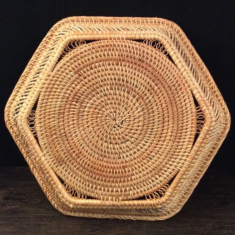 Плетеная корзина для фруктов Винтажный дизайн бытовая миска еды тарелка