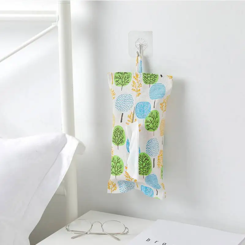 New Portable Hanging Tissue Bag Flower Pattern Linen Towel Paper Bags Creative Car Home Wall Storage Holder Case | Автомобили и