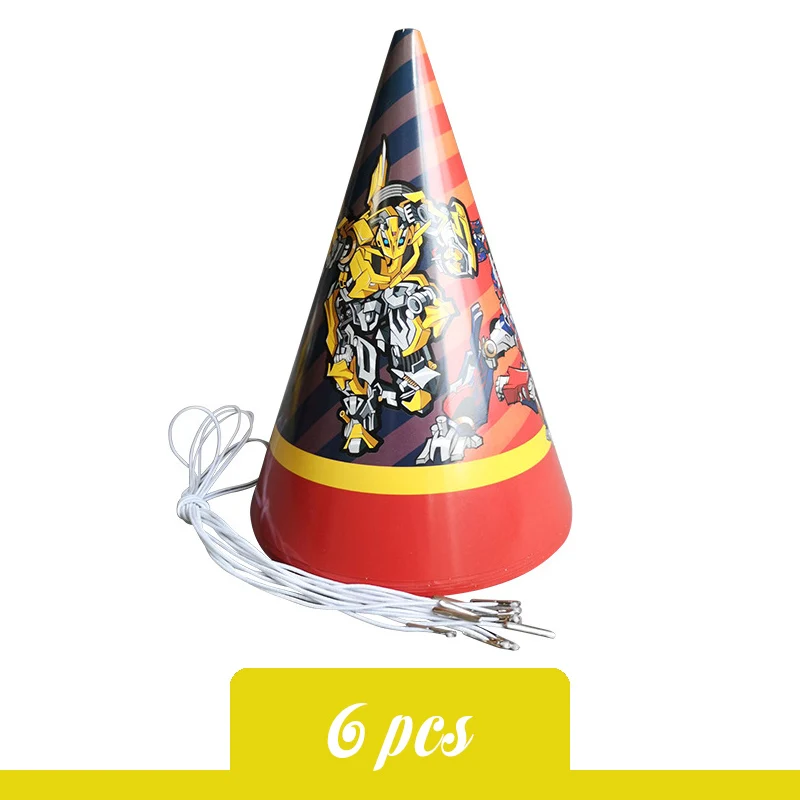 Birthday hat Children Party Set Transformation Bumblebee Optimus Prime Birthday Party Supplies Decoration Balloon Party Decoration Boy - Цвет: Birthday hat