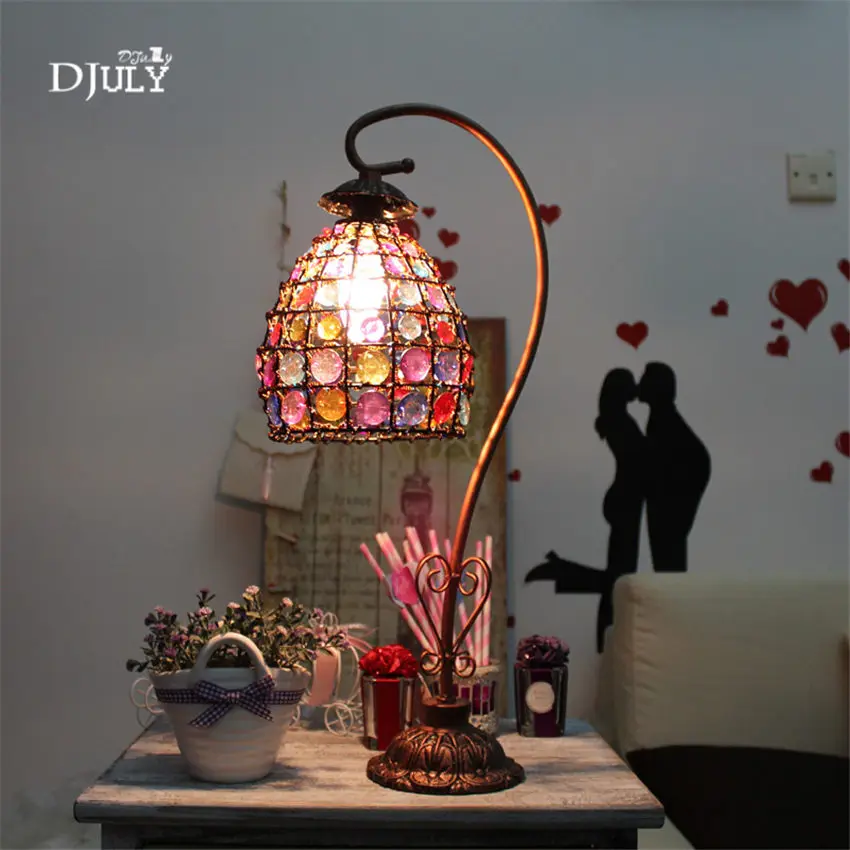 art deco Nepal Beading retro table lamp for country bar coffee store dining room creative bedroom bedside led night light | Лампы и