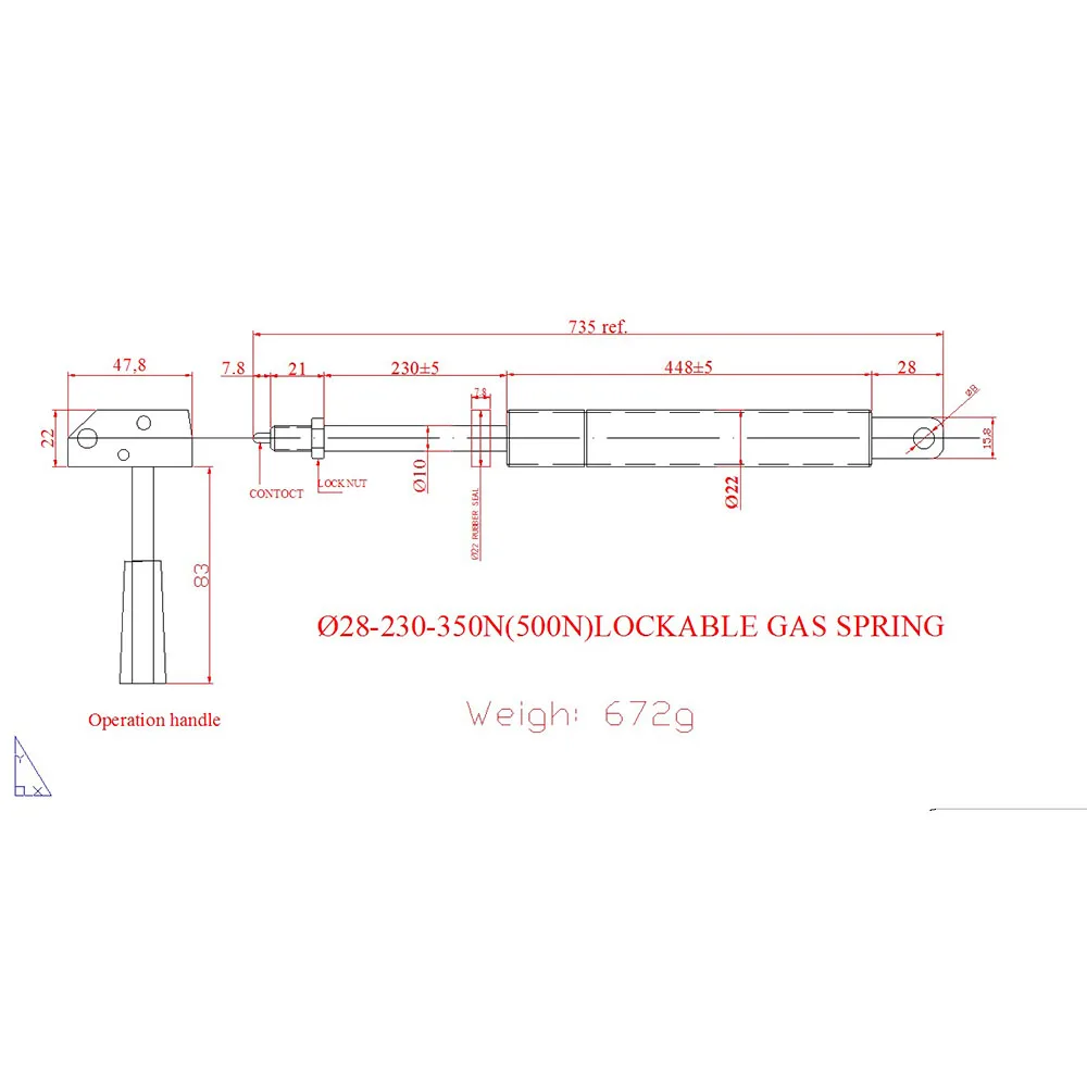 Регулируемая газовая пружина 400N 500N 22X70X300 Запираемая позиция для производства Хирургического Стола офисного кресла автоматический подъёмник двери