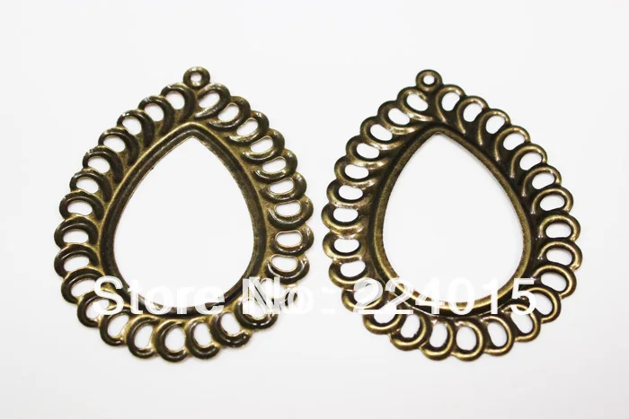 50pcs/lot 57x45mm Bronze Tone Filigree metal piece Flower Wraps Jewelry Findings &ampPendant Match Waterdrop Stone Connectors | Украшения и