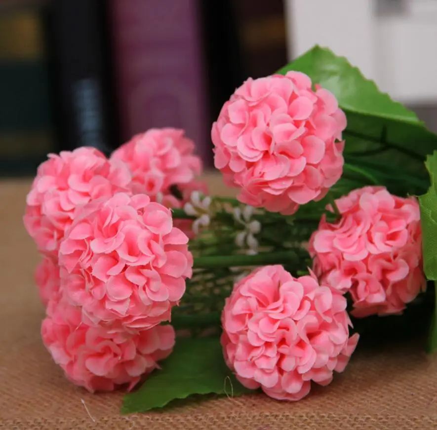 Искусственный шёлковый цветок гортензии с 8 головками 5 шт.|silk flower leaves|hydrangea silk
