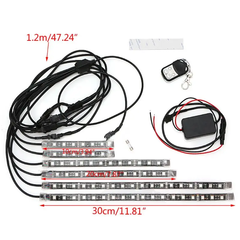6 шт., украшение для мотоцикла, 5050 SMD лента, гибкий RGB мигающий светильник светодиодный с пультом дистанционного управления для мотоцикла, декоративный светильник
