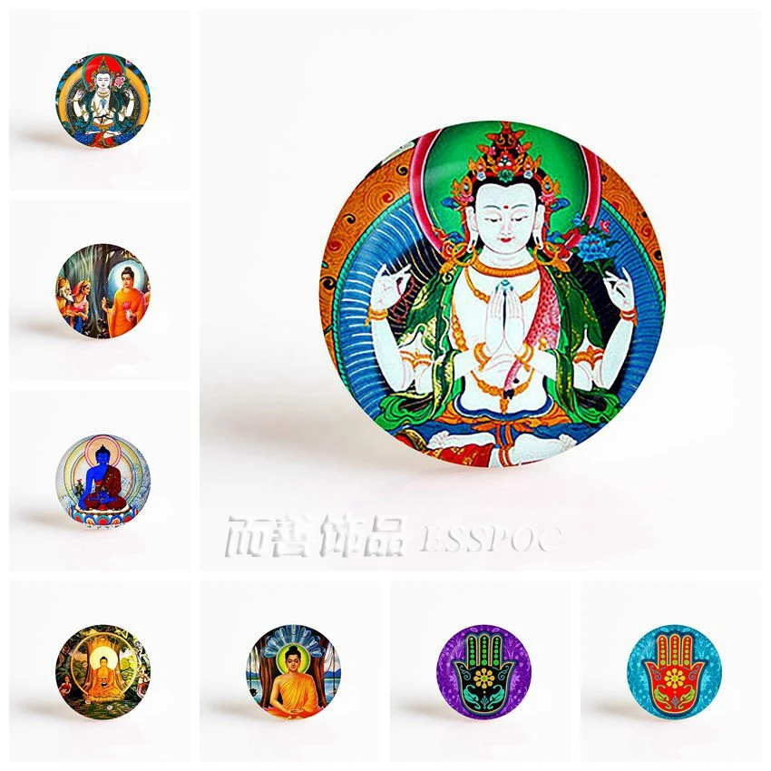 

5Pcs/lot Buddha Art 25mm Glass Cabochon DIY Pendant Fashion Accessories Buddhism Religion Gift