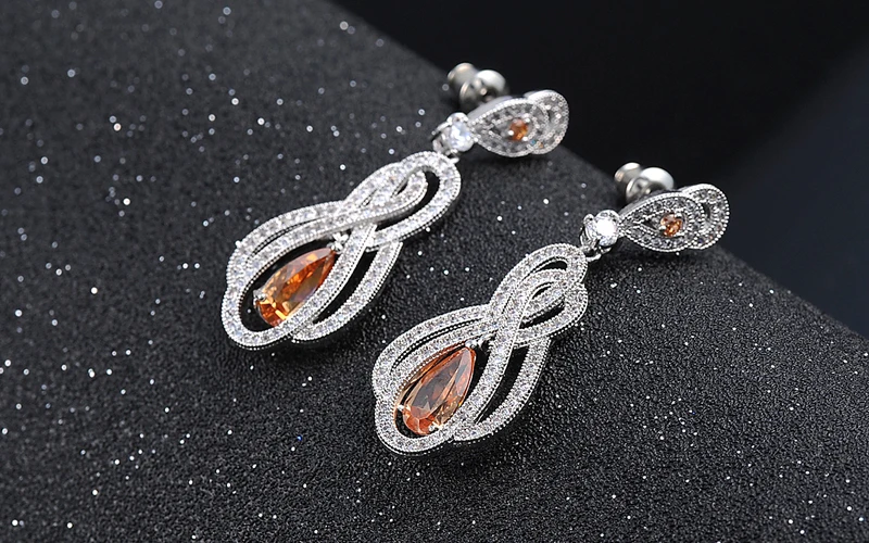 European style Long Earring 925 Sterling Silver Top Cubic Zircon Earings For Women Fashion Engagement Jewelry | Украшения и