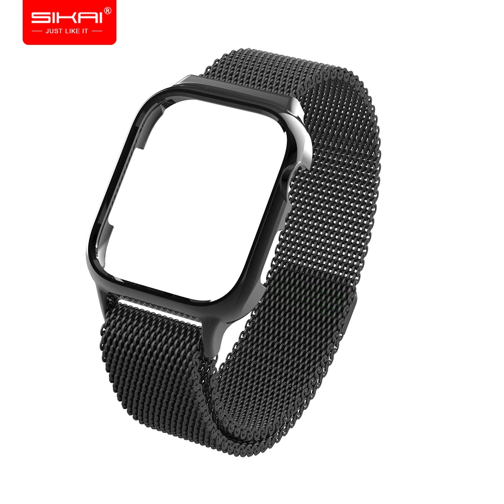 Смарт-часы SIKAI ремешок для apple watch 4 спортивные 40 44 мм чехлы PC бампер протектор