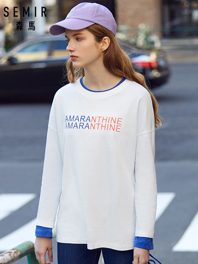 SEMIR Женская длинная футболка с графикой из 100% хлопка женская спортивная рубашка