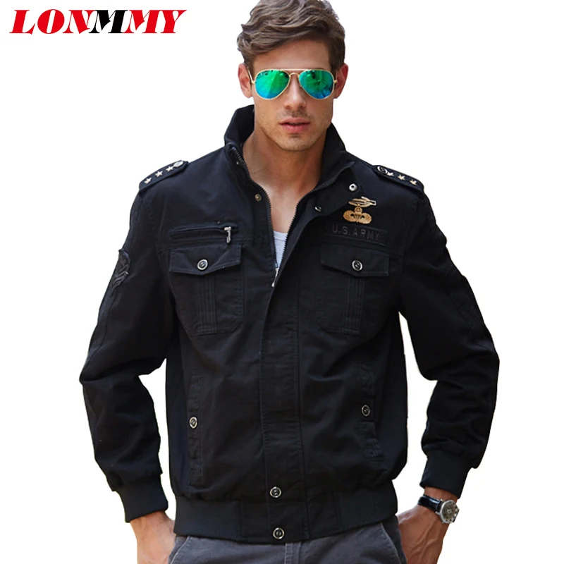 LONMMY M-4XL брендовая одежда куртка-бомбер Мужское пальто хлопок Jaquetas masculina Военная