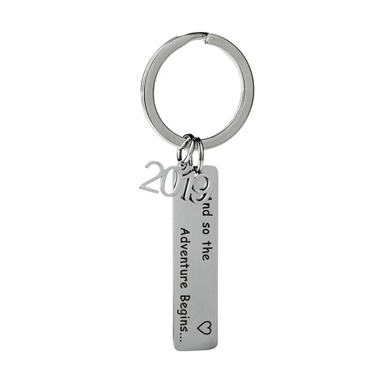 2019 Graduation Keychain Stainless Steel Key Ring &quotAnd So the Adventure Begins&quot Pendant DIY chain Gift | Украшения и