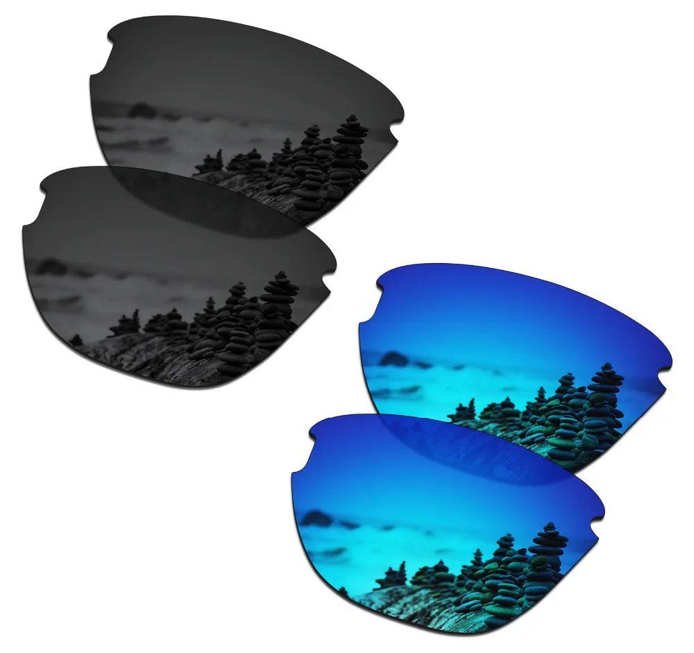 

SmartVLT 2 Pairs Polarized Sunglasses Replacement Lenses for Oakley Frogskins Lite Stealth Black and Ice Blue