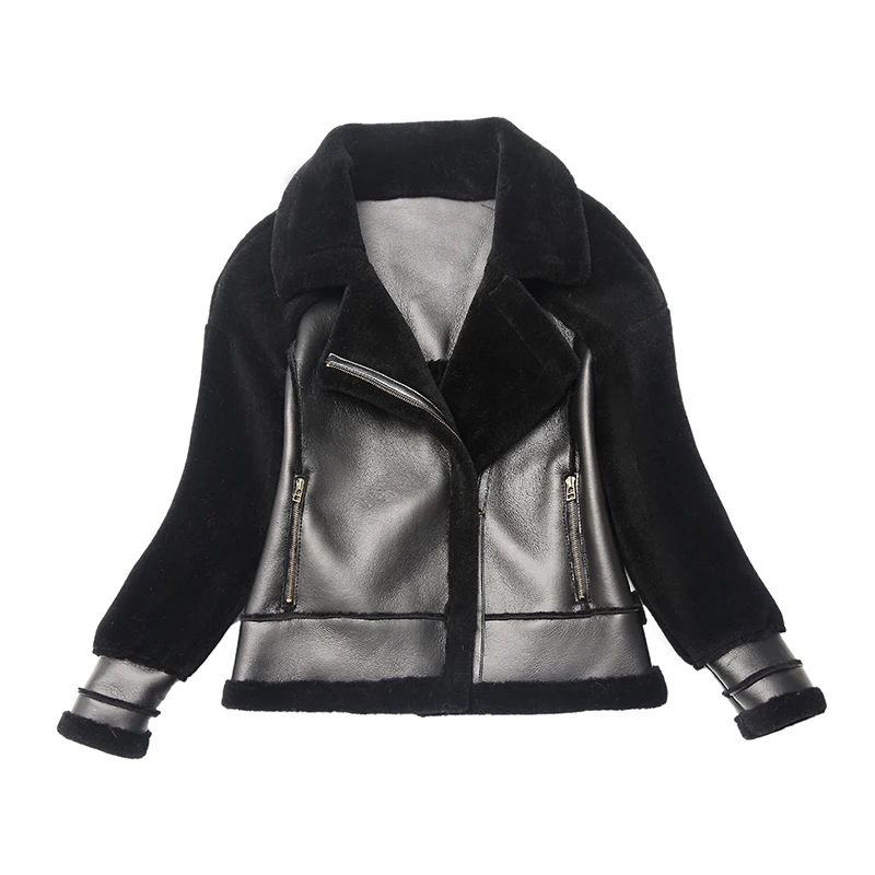 

new wool fur coat fur one ladies coat motorcycle clothing Slim sheep shearing special offer