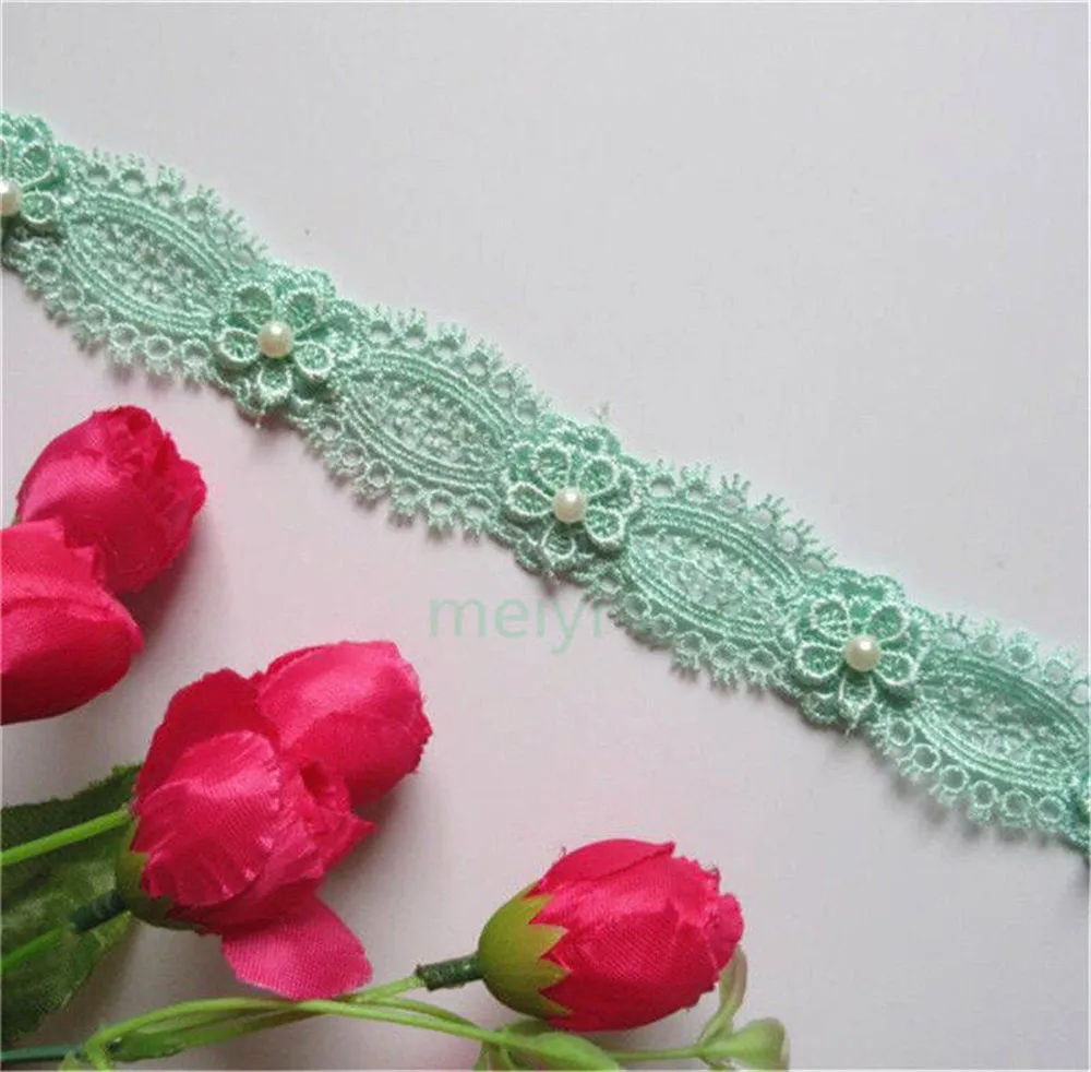 1 Meter 3cm Polyester Pearl Eyelash Lace Edge Trim Ribbon Fabric Embroidered Applique Sewing Craft Crochet Wedding Dress Clothes | Дом и сад