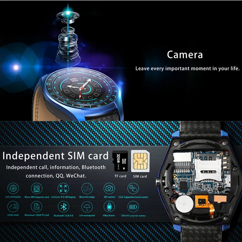 V10 мужские умные часы с монитором сердечного ритма камера Bluetooth Smartwatch шагомер sim
