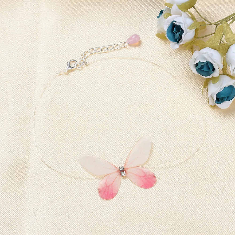 Женское колье-чокер из органзы Эфирная бабочка ручной работы в стиле бохо 8
