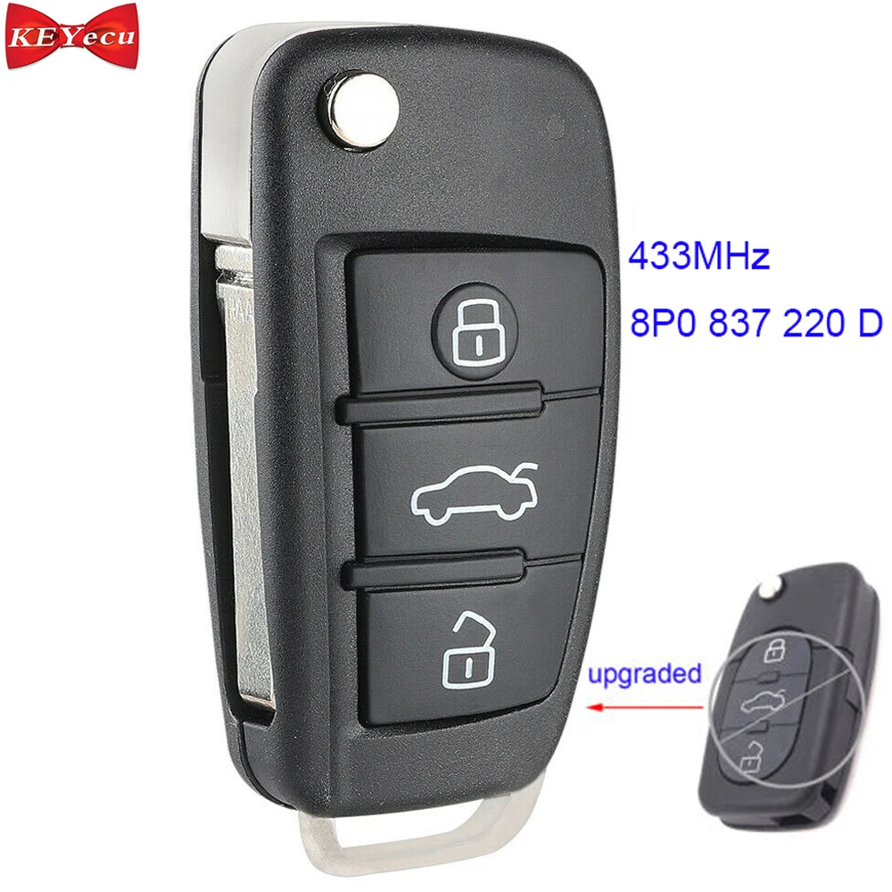 KEYECU для Audi A3 кабриолета S3 RS3 CUT TT Roadster обновленный откидной дистанционный ключ P/N 8P0