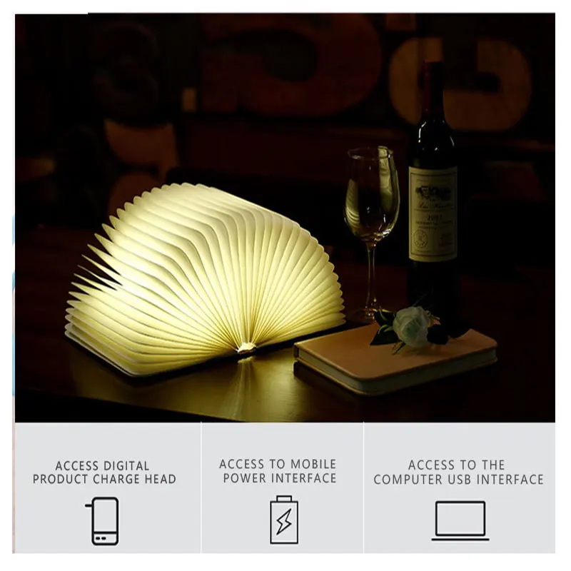 Creative Foldable LED Book Shape Desk Lamp Portable Reading light USB Rechargeable Home Decor Light Luz del libro80807 | Лампы и