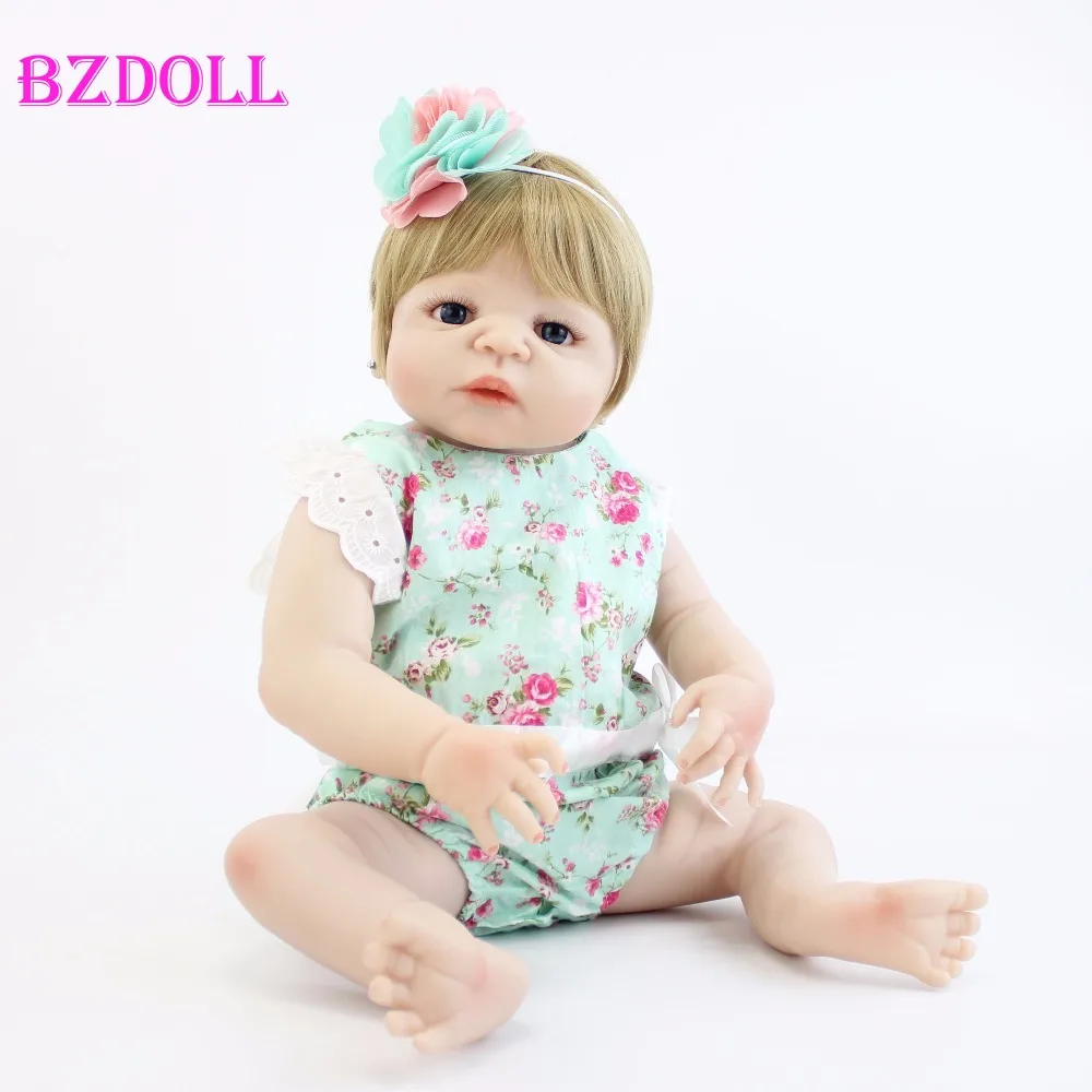 55 см полный силикона Reborn Baby Doll как настоящие виниловые сладкий Новорожденный