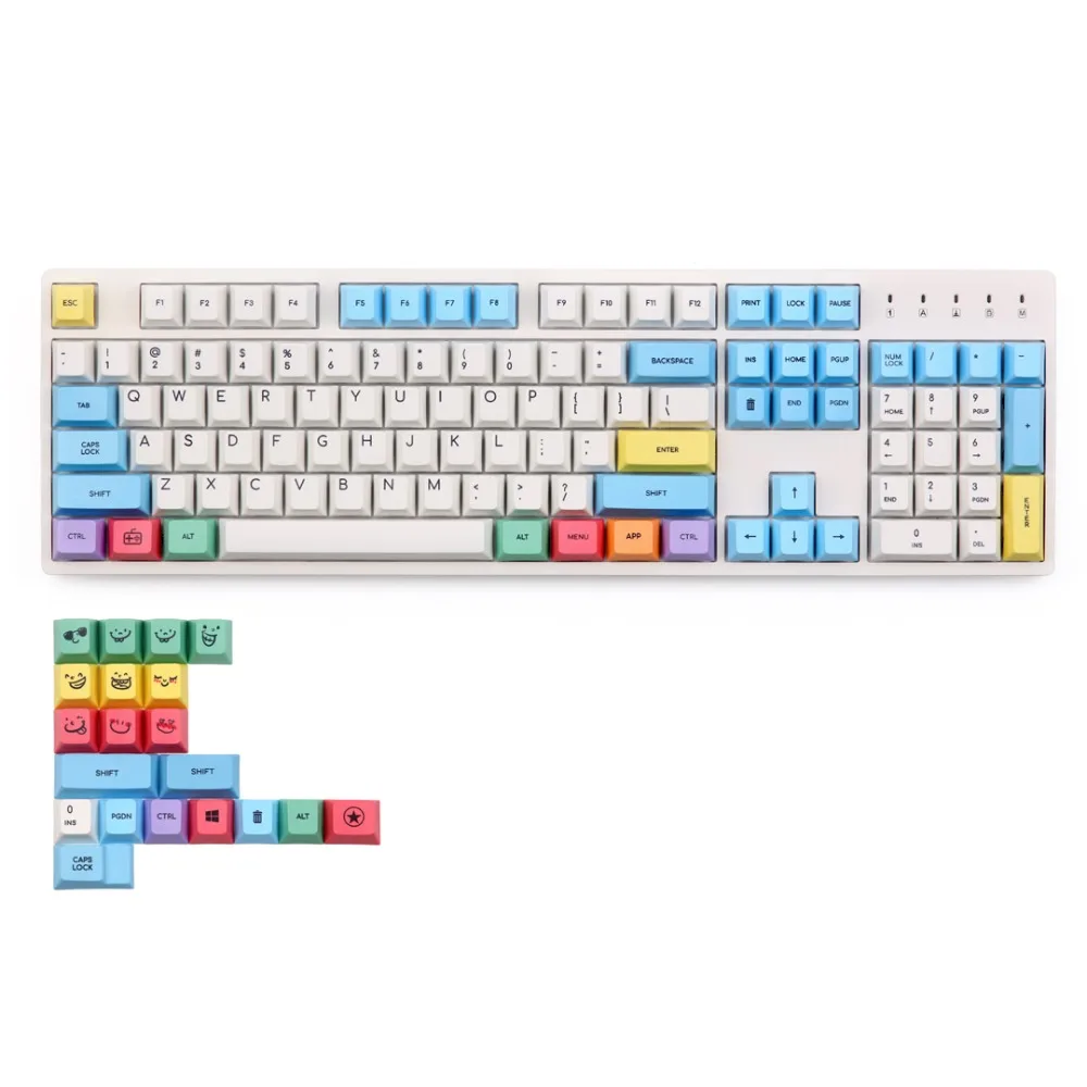 Мел рукав keycap124 клавиши pbt cherry mx механическая клавиатура keycaps краситель subbed