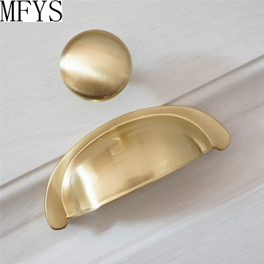 Brushed Brass Gold Drawer Knobs Pull Handles Cup Bin Shell Pull Dresser Handles Kitchen Cabinet Handle Knob Door Pull 76mm